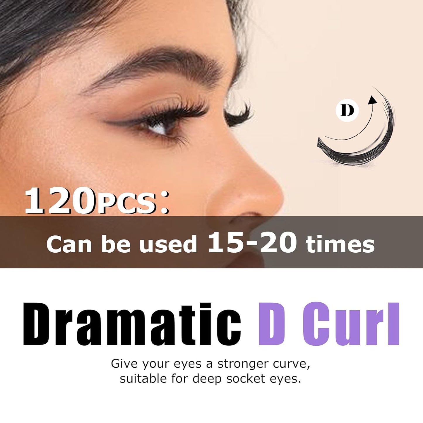 GAQQI Lash Clusters, Individual Lashes D Curl, DIY Lash Extension 14mm False Eyelash Clusters 120 PCS, Natural & Wispy Cluster Lash Wisps (GQ19, D Curl,14mm)