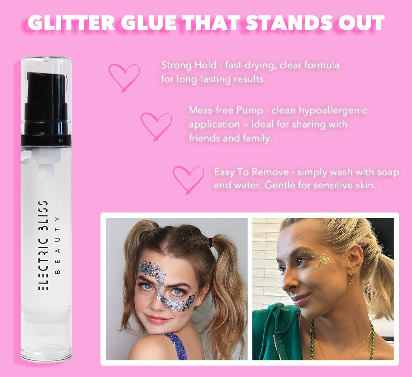 10 ML Quick Dry - Cosmetic Glitter Glue - Electric Bliss Beauty - Face & Body Chunky Glitter Glue Adhesive Body Cosmetic Makeup