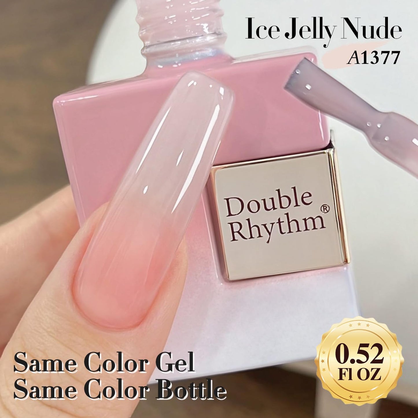 Double Rhythm Translucent Gel Polish Sheer Neutral Natural Light Milky Same Color Same Bottle 15ML Jelly Nail Polish Nail Art DIY at Home (Milky Pink-A1377)