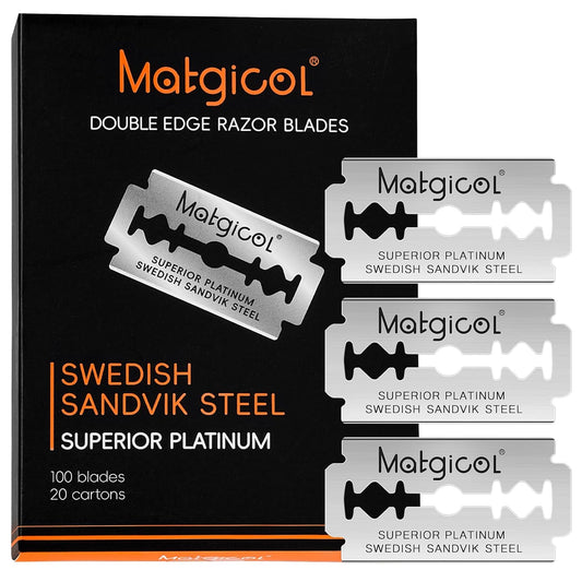 Double Edge Safety Razor Blades - 100 Count Premium Platinum Swedish Steel Blades for Men & Women’s Razors with a Smooth Precise and Clean Shave
