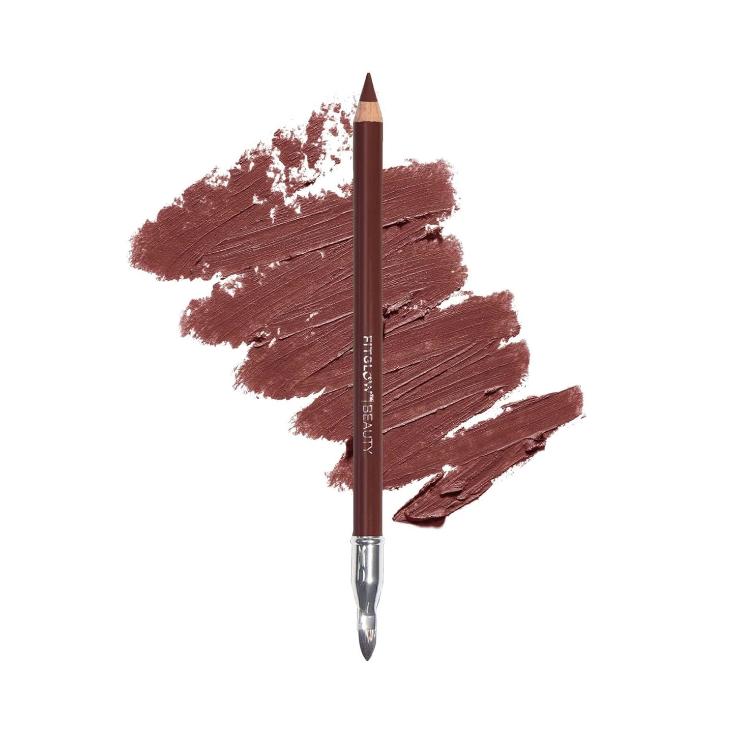 FITGLOW Beauty Vegan Lip Liner Pencil | Long-Lasting Lip Enhancer with Blending Brush | Hydrating Plumping Lip Liner | Smudge-Proof Lip Perfector | Define Shape & Fill | Root, 1.1g