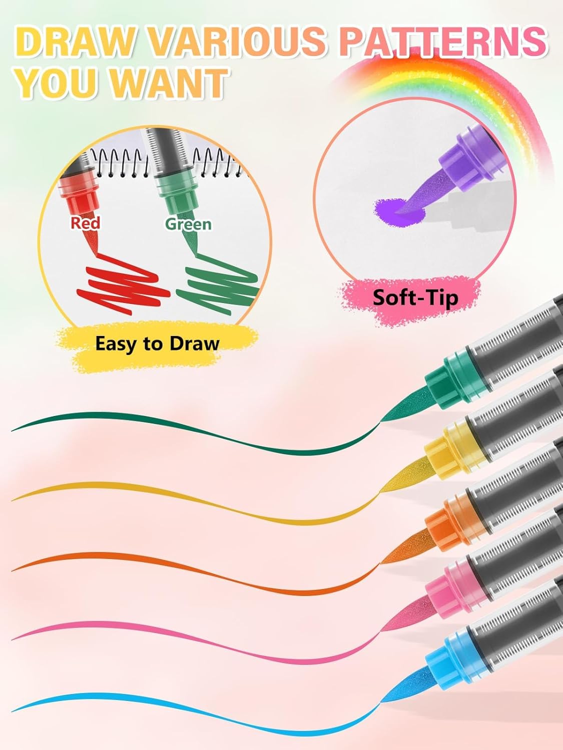 EBANKU 24 Colors Nail Art Pens Quick Drying, 3D Soft-Tip Nail Polish Pens Acrylic Paint Nail Pens for Nail Art Color-fast Nail Point Dotting Liner Pen Sets for Home & Salon Nail DIY Art Design Tools