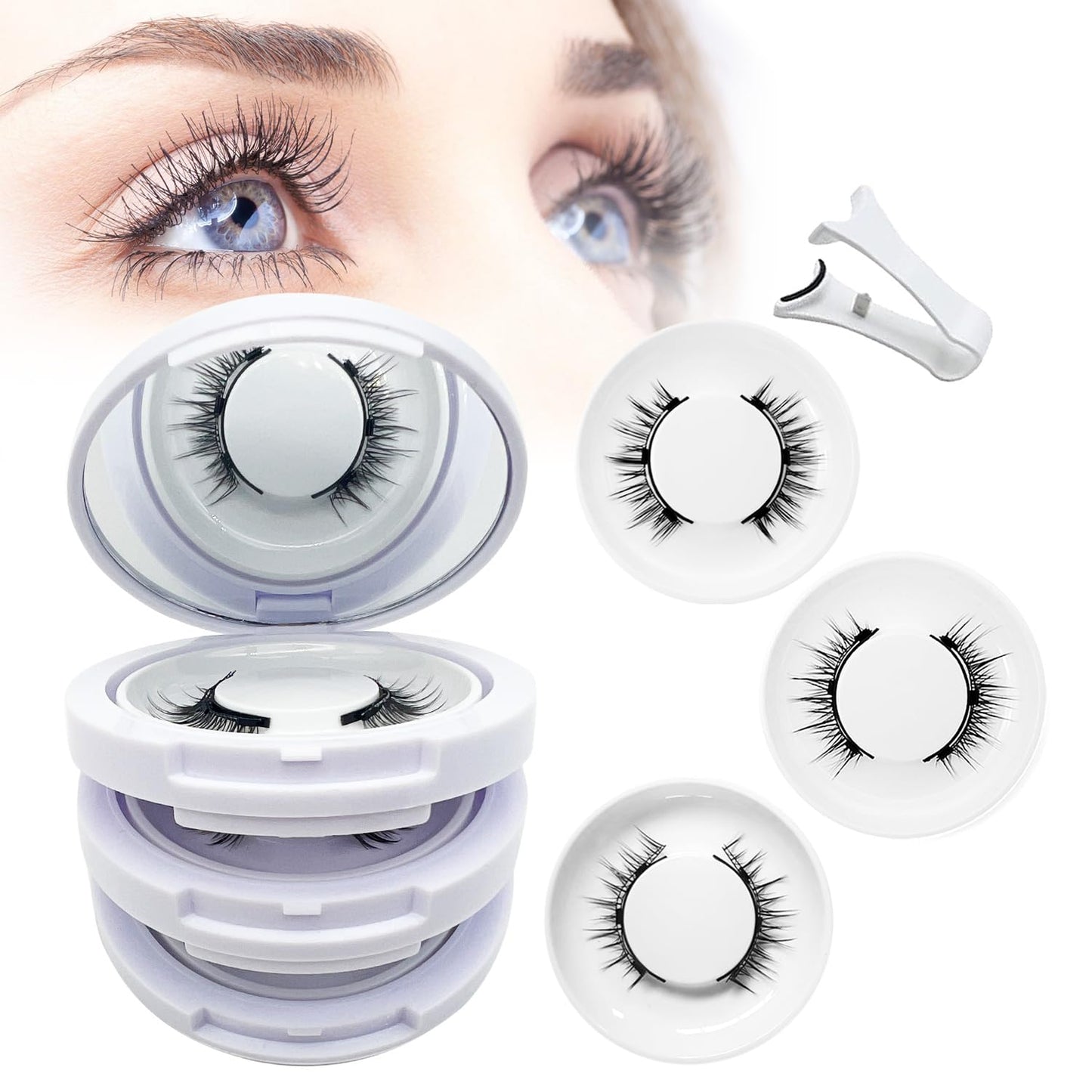Ginani Magnetic Lashes,Magnetic Eyelashes with Applicator,2025 New Reusable Magnetic Lashes Natural Look No Glue or Liner Needed(Camellia+Devil+Natural)