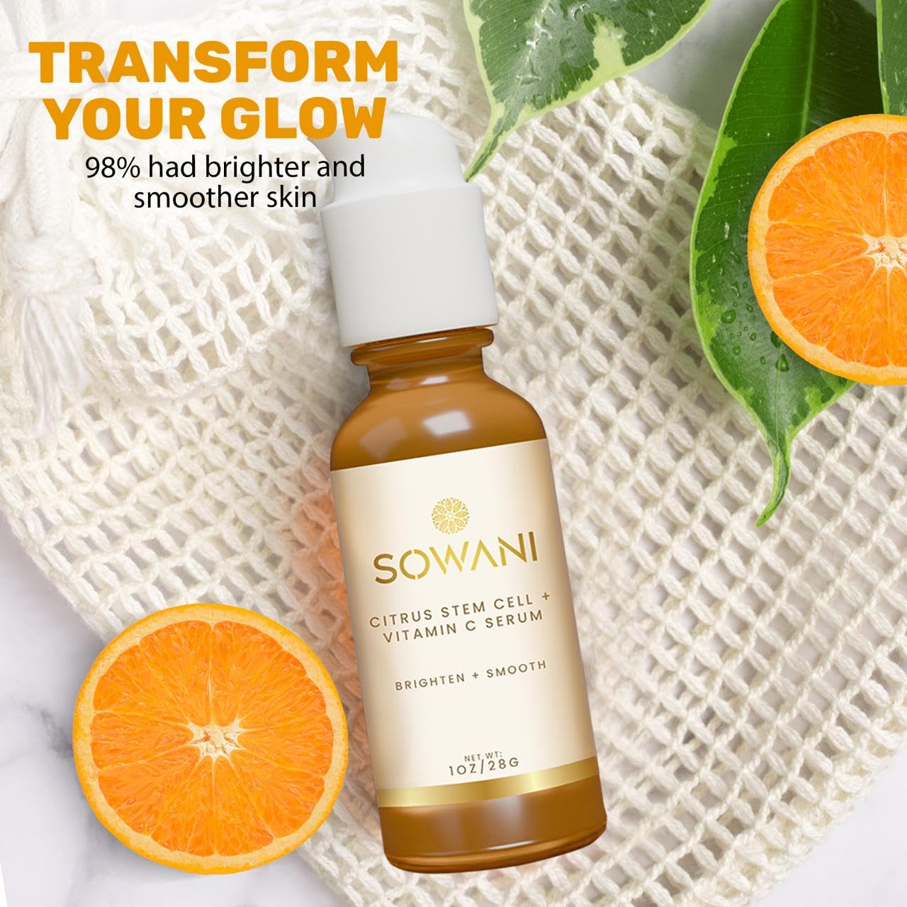 Gentle Vitamin C Serum – Brightening & Hydrating with Citrus Stem Cells and Chamomile, Safe for Rosacea & Sensitive Skin, 1oz