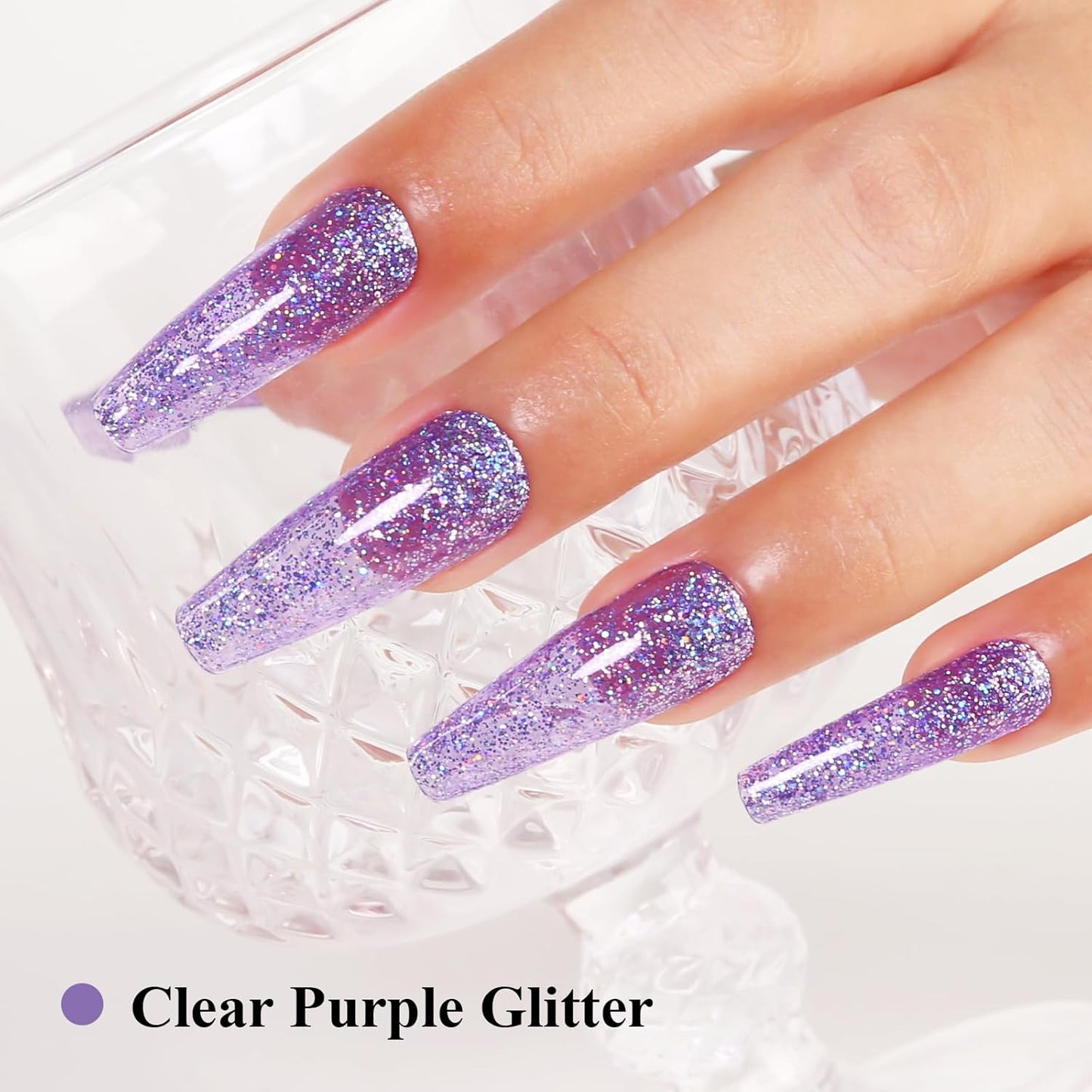 Imtiti Glitter Gel Nail Polish, Clear Purple Iridescent Glitter Gel Polish Diamond Shimmer Sparkle Soak Off UV LED Nail Gel Polish Autumn Winter Gel Polish Manicure Gel Nail Kit 10ML