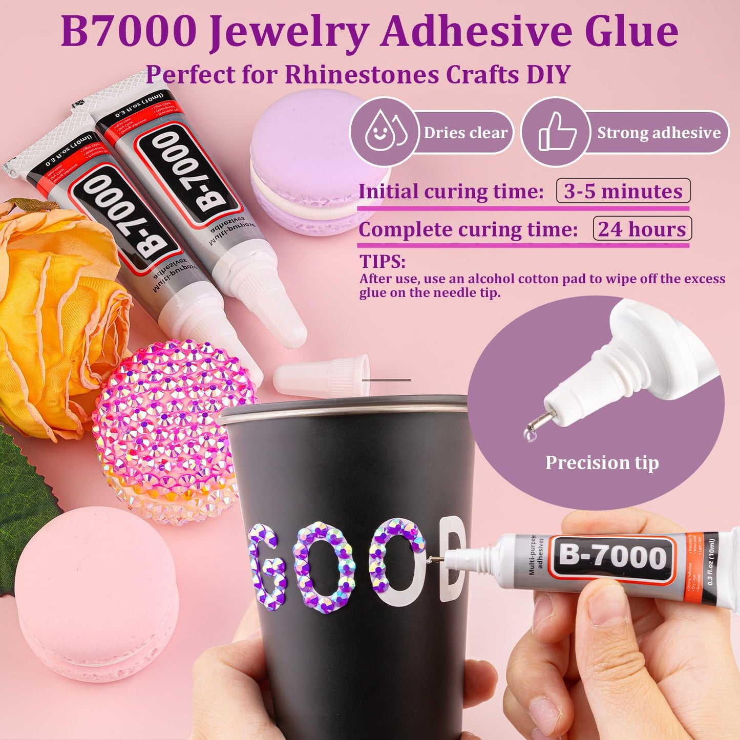 30000Pcs Resin Rhinestones for Bedazzling with Tweezers, Dark Purple AB Rhinestones for Crafting with B7000 Jewelry Glue for DIY Crafts Clothing Tumblers Shoes Fabric Nail Art