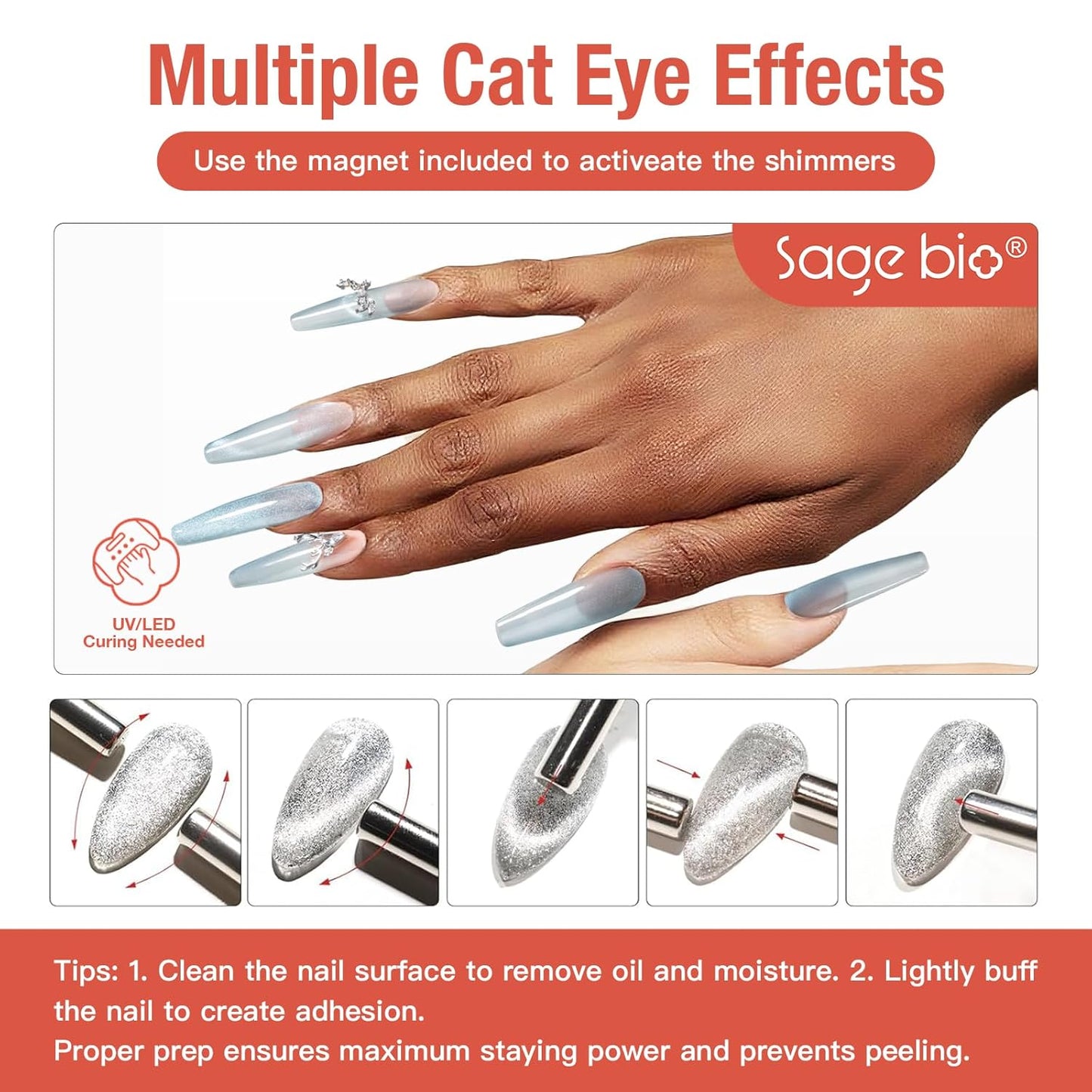 15ml Cat Eye Gel Nail Polish with Magnet Shimmer Glass Bead Effect 15