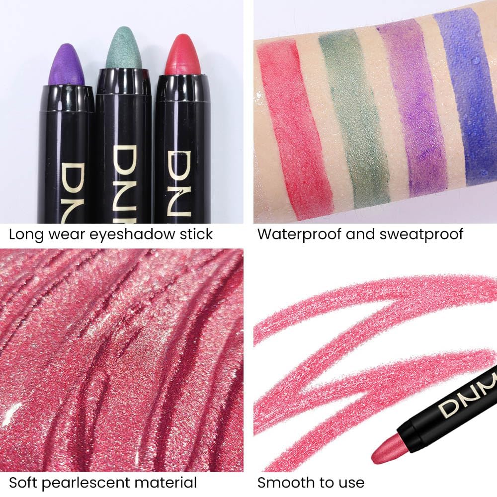 evpct 2Pcs Cream Eyeshadow Sticks Set for Eyes Waterproof, Blue Shimmer & Red Shimmer Matte Eye shadow Stick Pencil Pen Bulk sombras en crema para ojos 32+35