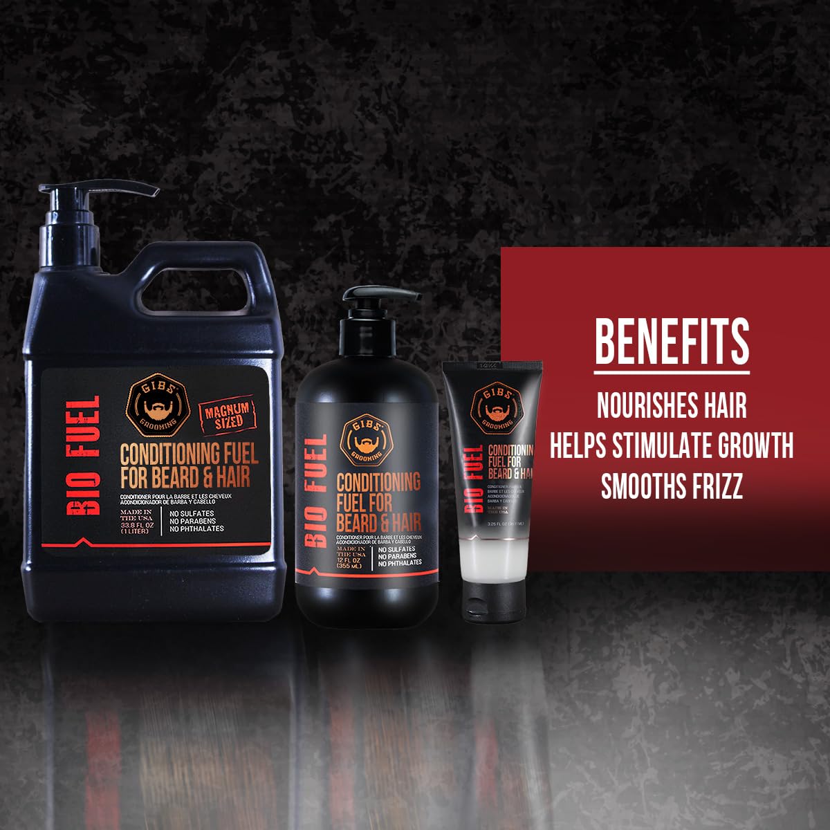 GIBS BioFuel Hair Conditioner For Men - Beard & Hair Conditioner Moisturizing, Liter, 33.8 Fl Oz (Pack of 1)