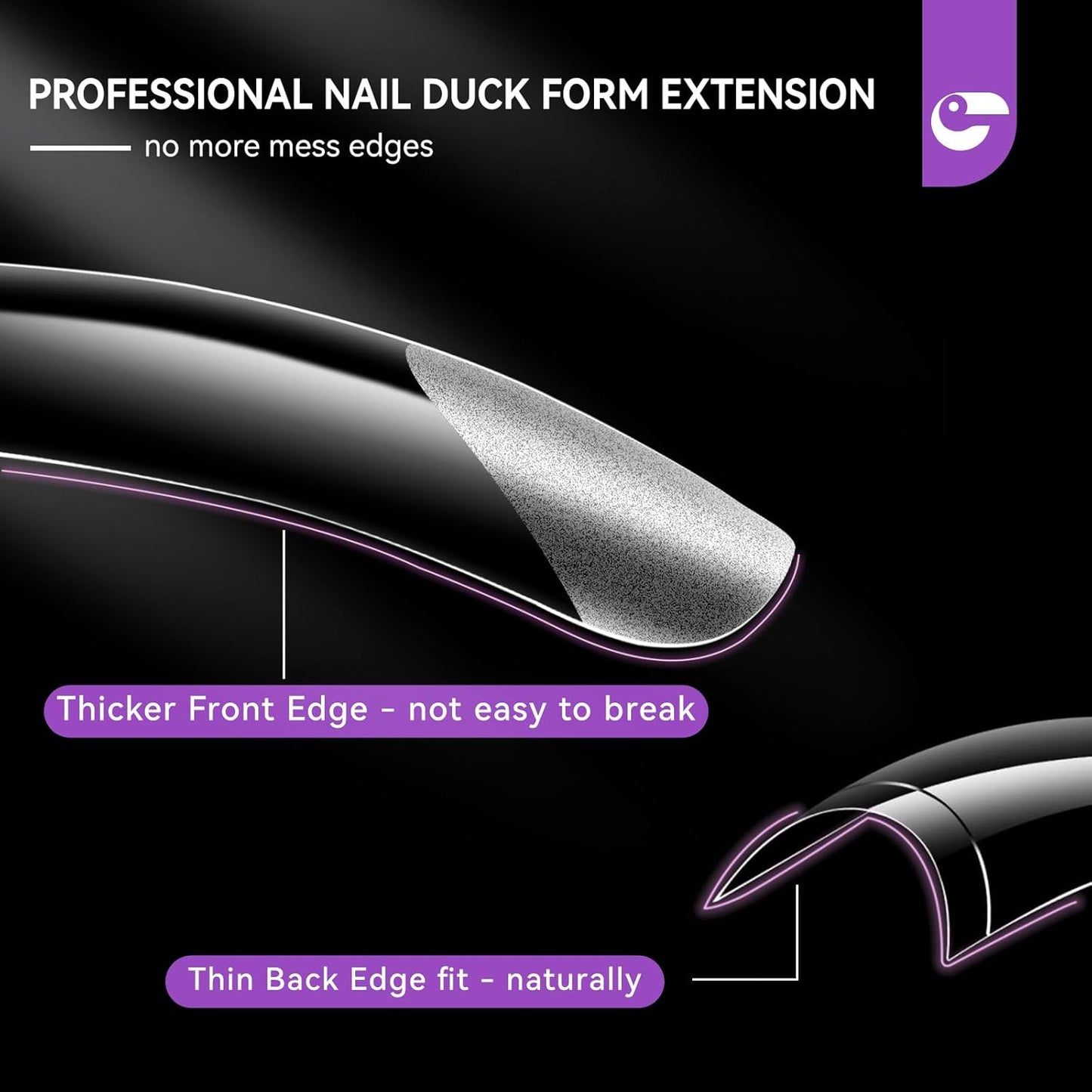 Gelike EC Duck Dual Forms for Extension: 120 Pcs Color Nail Form, 12 Size Nail Forms For Builder, Half Matte Gel Forms For Manicure Art Design Salon Diy
