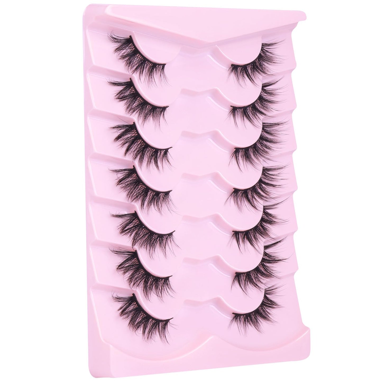 Half Lashes Fox Eye Faux Mink Lashes Wispy Eyelashes Cat Eye 20mm Fake Lashes Spiky Strip Eyelashes Pack 7 Pairs