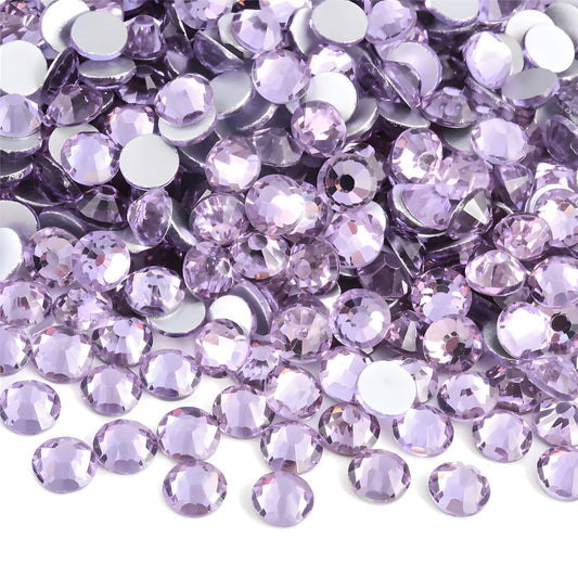 Flatback Rhinestones Round Gems for Nails Art and Crafts 4000Pcs SS12 3mm Glitter Crystals Stone DIY Bags Clothes Shoes (Light Purple)