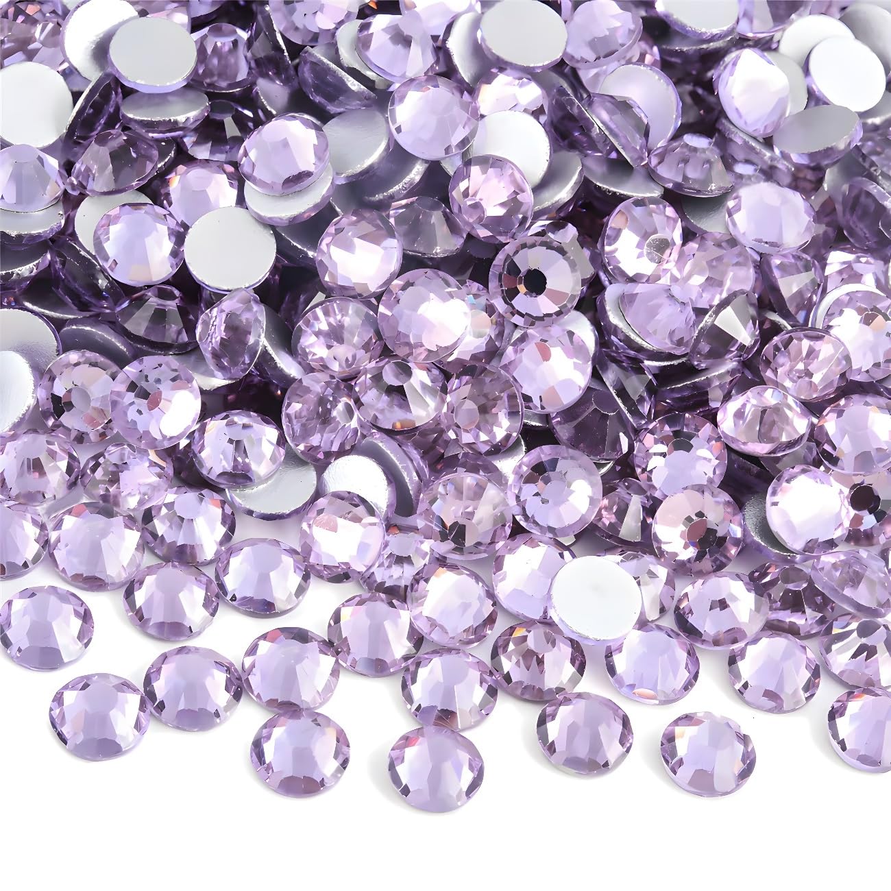 Flatback Rhinestones Round Gems for Nails Art and Crafts 620Pcs SS30 6mm Glitter Crystals Stone DIY Bags Clothes Shoes (Light Purple)