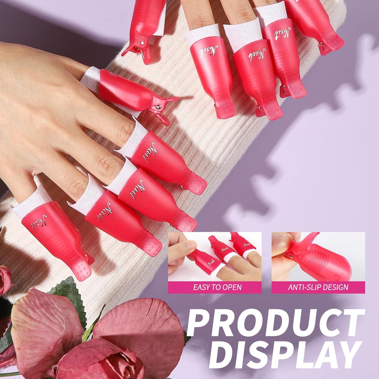 FANDAMEI Nail Polish Gel Remover Tools Kit with Nail Clips, 100ml Nail Polish Remover Bottle, 500 Nail Remover Cotton Pad, Nail Brush, Cuticle Pusher/Peeler, 100/180 Nail File,Buffer Block