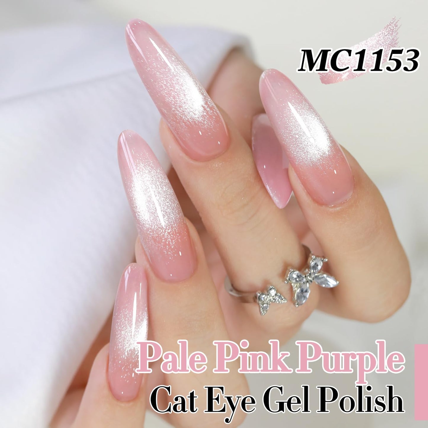 Double Rhythm 0.5 Oz Cat Eye Gel Polish with Magnet Same Color Same Bottle Holographic Glitter Shimmer Translucent Color Salon 15 ML Magnetic Nail Art (Pink Purple-MC1153)