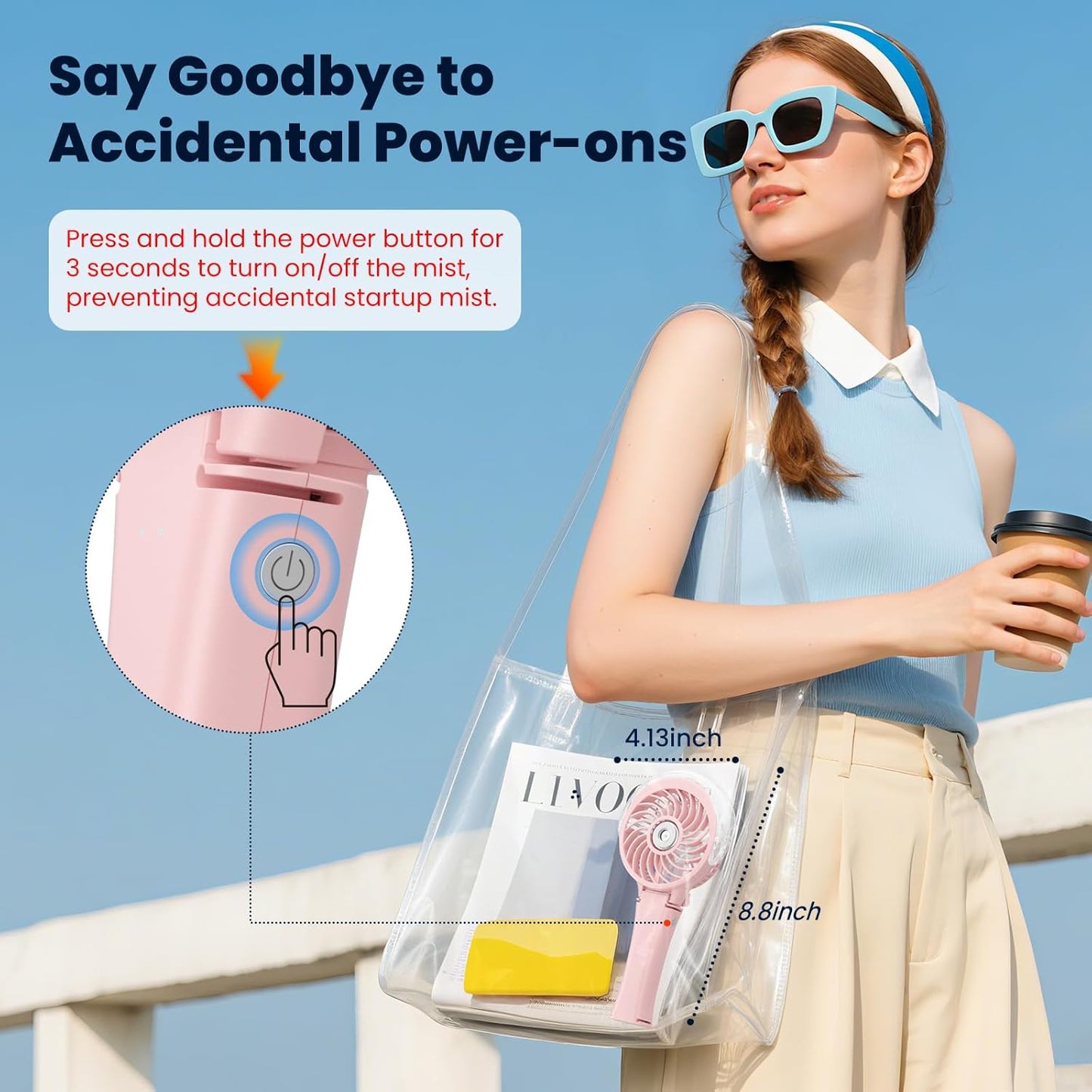 HandFan Upgraded Portable Handheld Misting Fan, Rechargeable Personal Mister Fan, Spray Water Mist Fans, Foldable Electric Mini Cooling Hand Fans for Summer Beach Travel Concerts Disney(Pink)