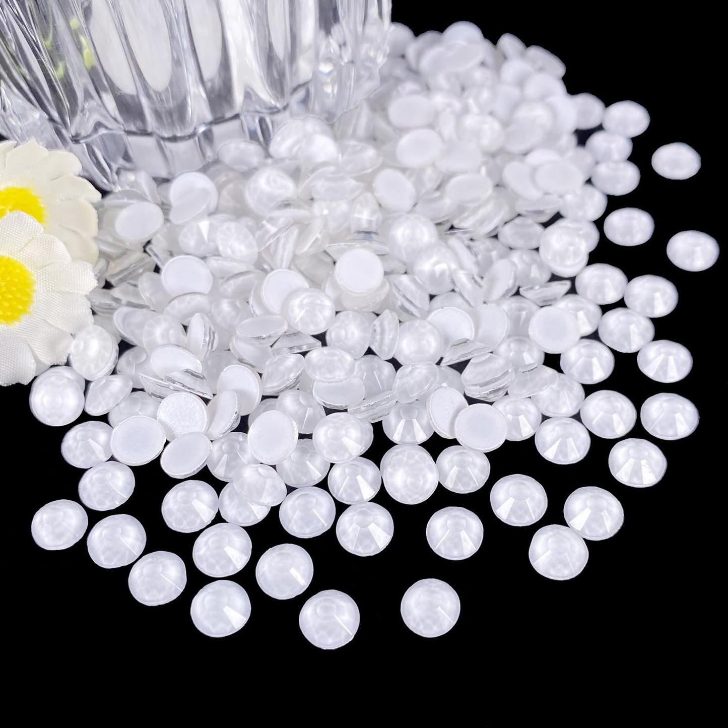 Flatback Glass Rhinestones,Bedazzler Gems 1440pcs Non Hotfix Crystal Rhinestones for Nail Charms Crafts Clothes Tumblers,White Neon,SS16