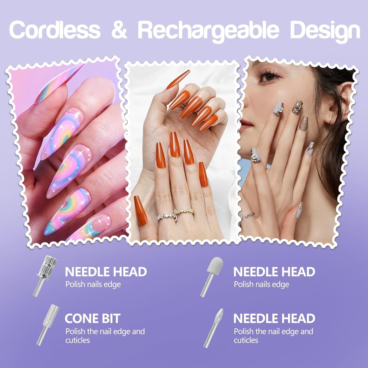 Electric Nail Drill Machine Handheld Flat Light 2-in-1 for Beginners Acrylic Gel Nails Manicure Pedicure Polishing Shape Tool with 8 Bits Gel Nails and Home Salon Use