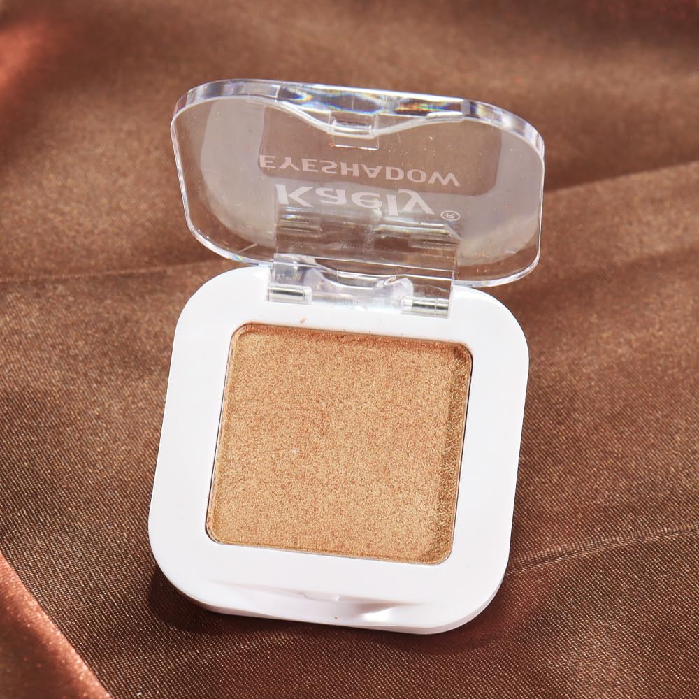evpct Gold Single Eye Shadow Palette Makeup for Older Women, Gold Bronze Copper Brown Shimmer Glitter Sparkly Metallic Cream Eyeshadow Palette Brightener Makeup, High Pigment Monochrome Mini Eyeshadow
