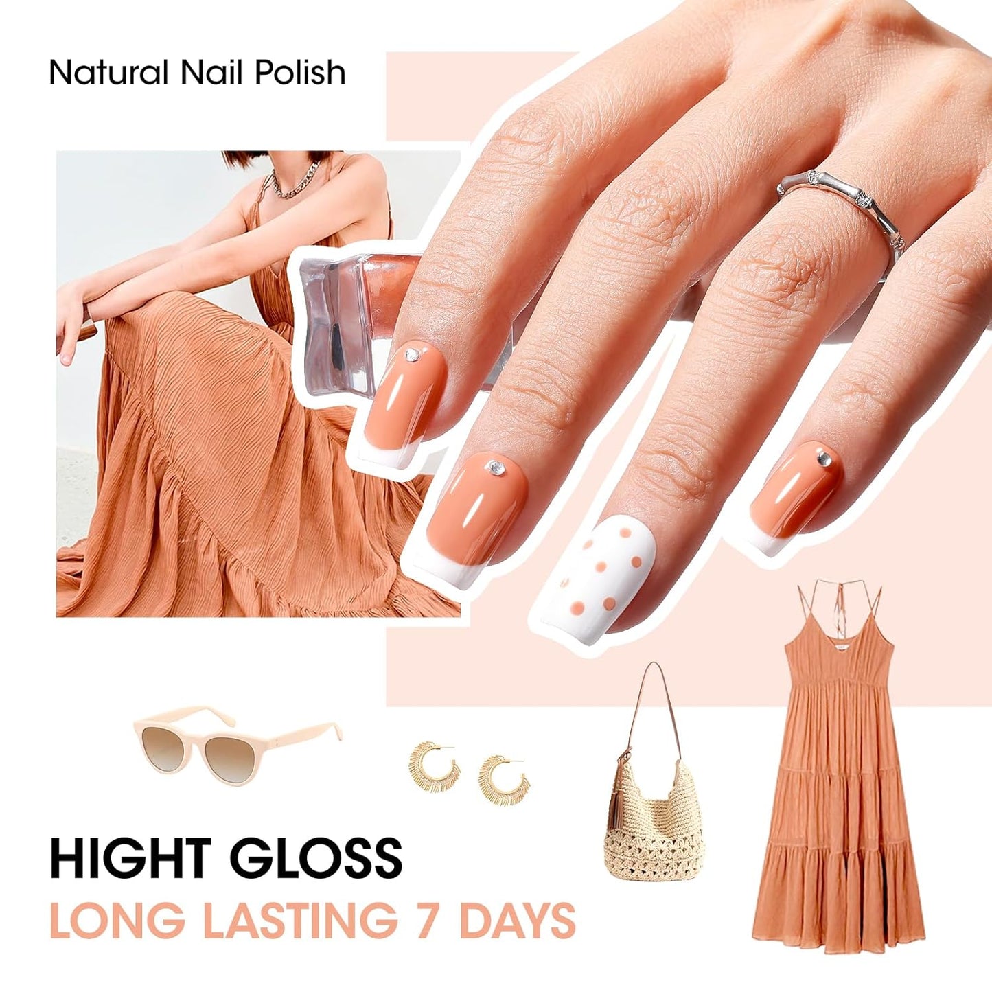 GELLEN Nail Polish Set, French Tip Manicure Nude White Regular Nail Polish Quick Air Dry Bright 12 Colors Set for Women Fingernail Toe Nails Salon Home, Non UV Gel, Hema Free, Non-toxic, Long Lasting