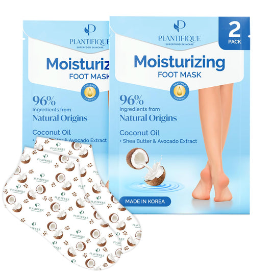 PLANTIFIQUE Korean Foot Mask with Shea Butter 2 Pairs Box for Dry & Cracked Feet | Hydrating Socks for Soft Heels | Intense Moisturizing and Repairing Dry Rough Skin | Foot Spa | Happy Feet Mask