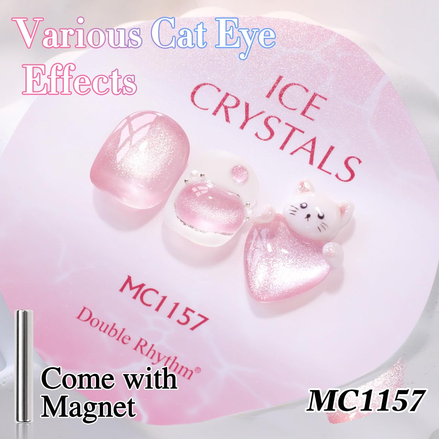 Double Rhythm 0.5 Oz Cat Eye Gel Polish with Magnet Same Color Same Bottle Holographic Glitter Shimmer Translucent Color Salon 15 ML Magnetic Nail Art (Purple Pink-MC1157)