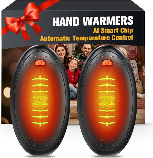 Hand Warmers Rechargeable, 2 Pack Temperature Electric Heater Football Shape Hand Warmer, Quick Charge Portable Hand Warmer Gift for Christmas Outdoors, Hunting, Golf, Camping