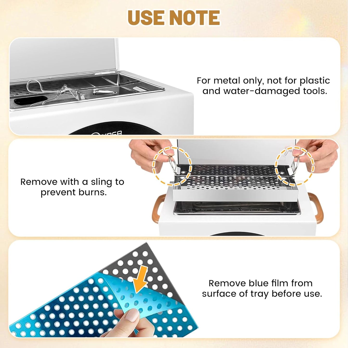 High Temperature Metal Tool Cleaning Box, 2L Dry Heat Cabinet Beauty Hair Nail Metal Tool Cleaning for Manicure Pedicure Barber, with 60 Min Timer & 50-220℃ Temp Settings, Plastic Sterilization Tray