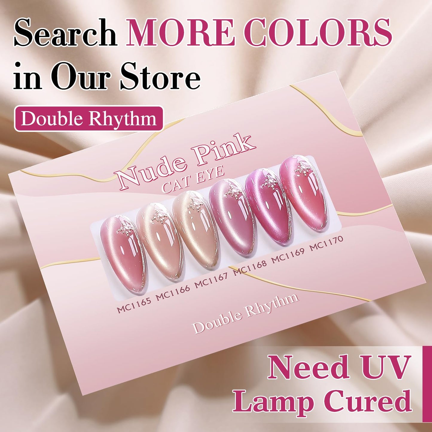 Double Rhythm 0.5 Oz Cat Eye Gel Polish with Magnet Same Color Same Bottle Holographic Glitter Shimmer Translucent Color Salon 15 ML Magnetic Nail Art (Purple Pink-MC1169)