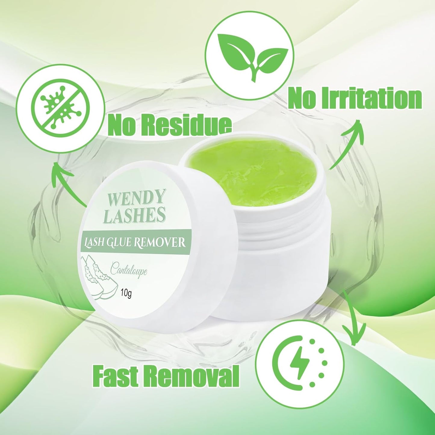 Wendy Lash Remover for Eyelash Extensions: Effectively Cluster Glue Remover Cream, Green Cantaloupe