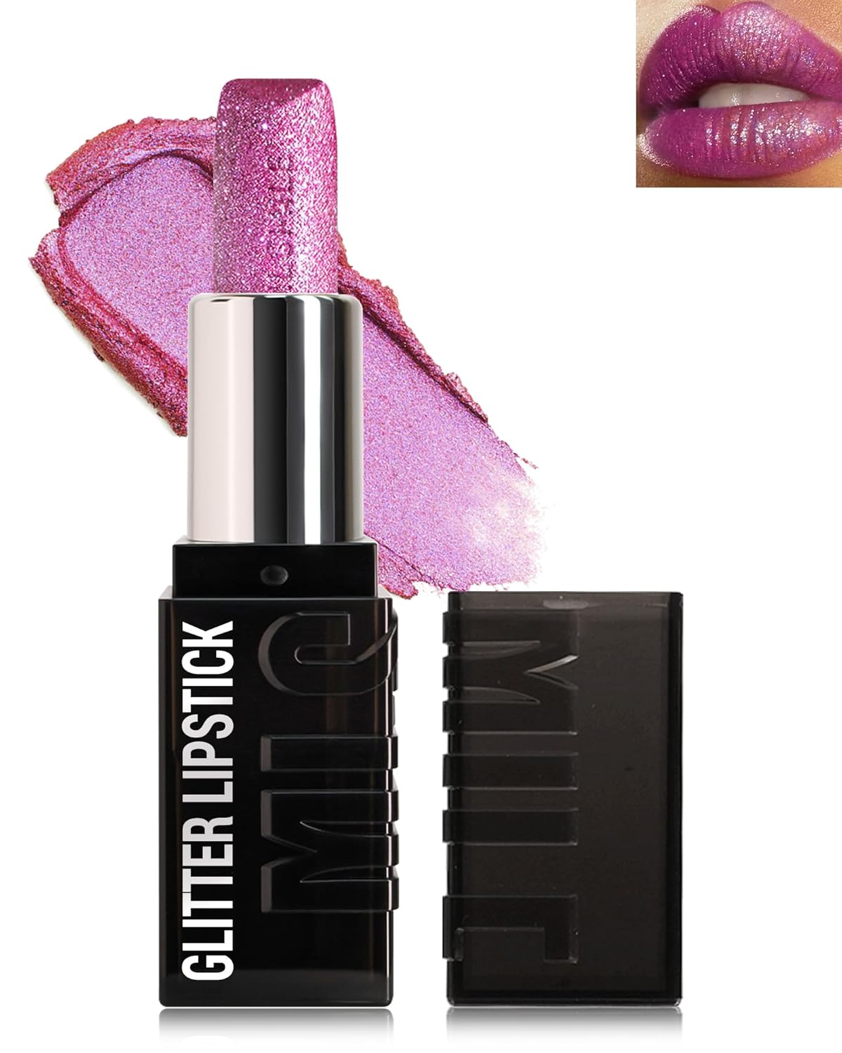 Diamond Glitter Matte Lipstick, Long Lasting Waterproof Rose Pink Metallic Sparkling High Pigment Non-Stick Lip Tint Lip Gloss,Full-coverage Lipgloss, Mother's Day Lip Makeup Gift for Women Girl-03