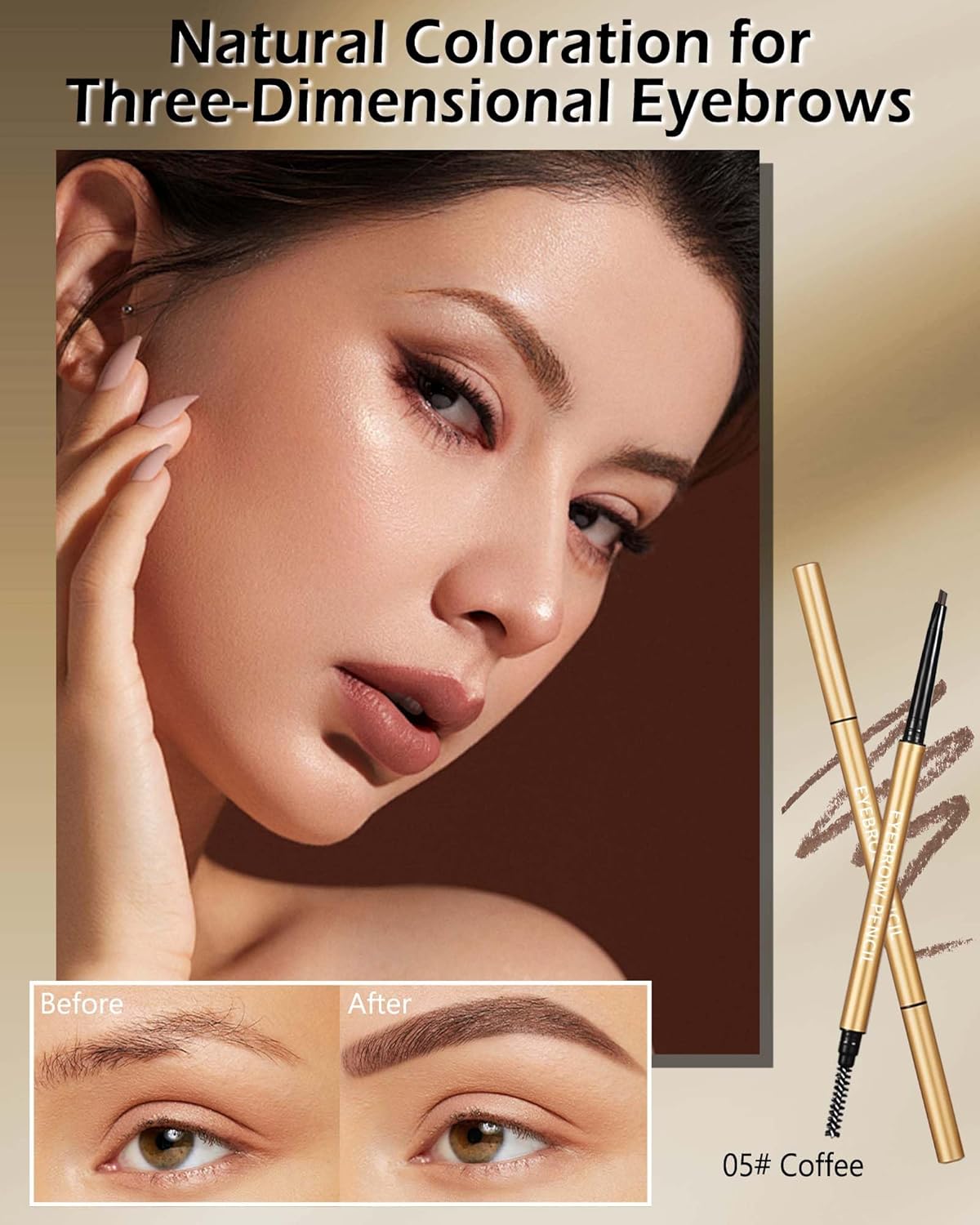 Eyebrow Pencil, 12Pcs Coffee Ultra-Fine Retractable Eye Brow Pencil for Women,Long-Lasting Waterproof Eyebrow Tint Pen for Define Shape and Fill Brows,Thanksgiving Eye Makeup Gift for Girl-05