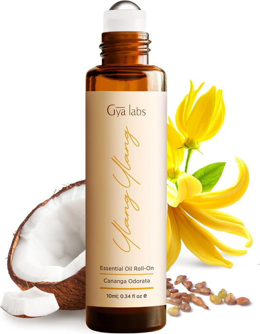Gya Labs Ylang Ylang Essential Oil Roll on for Skin - 100% Pure Natural Ylang-Ylang Perfume Oil Roller, Exotic Long Lasting Floral Scent, Refined Aromatherapy, Travel Size (0.34 Fl Oz)