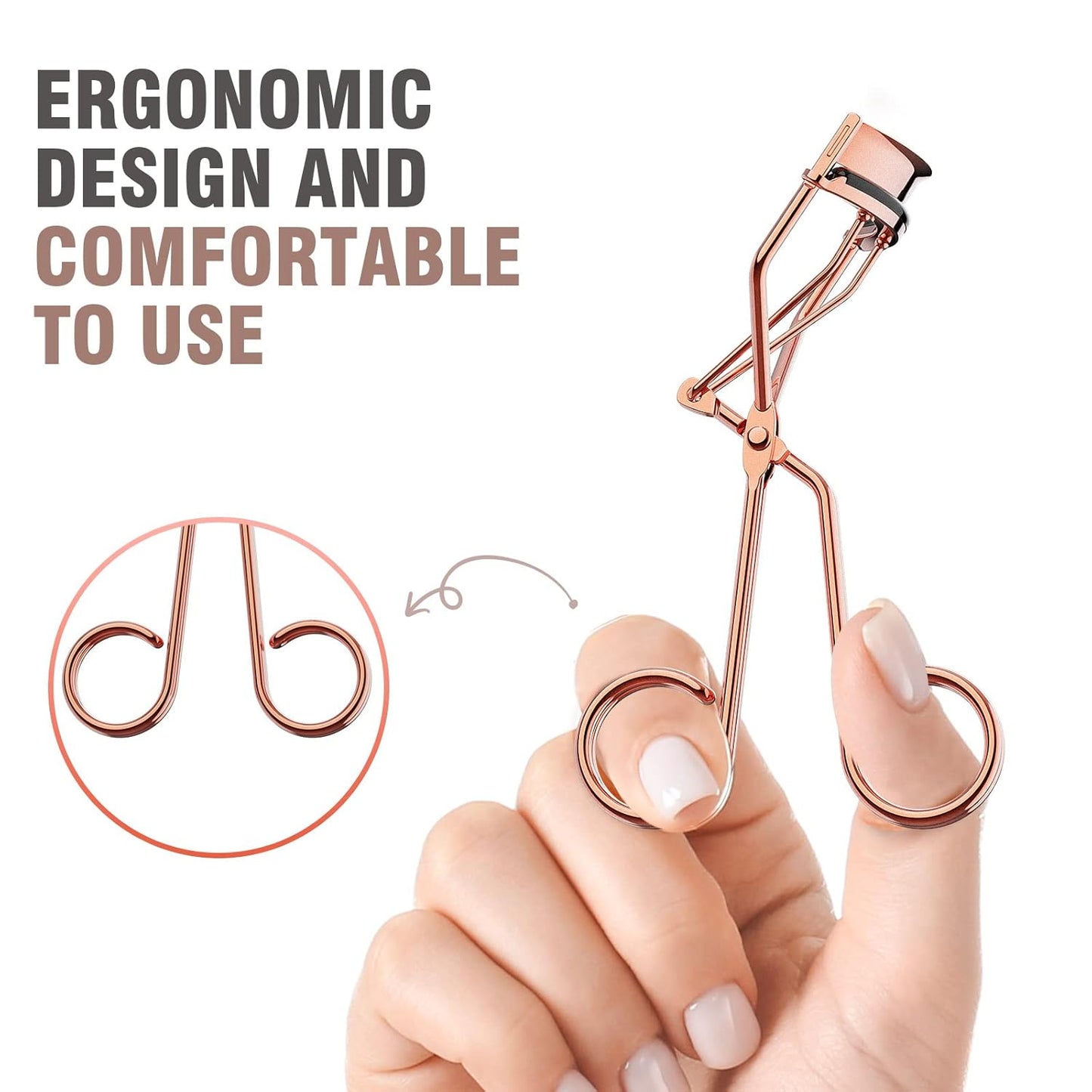 Eyelash Curler with Comb, Professional Volumizing Lash Lift Kit Lash Curler with Refill Pads for Home & Travel Uses, Rose Gold