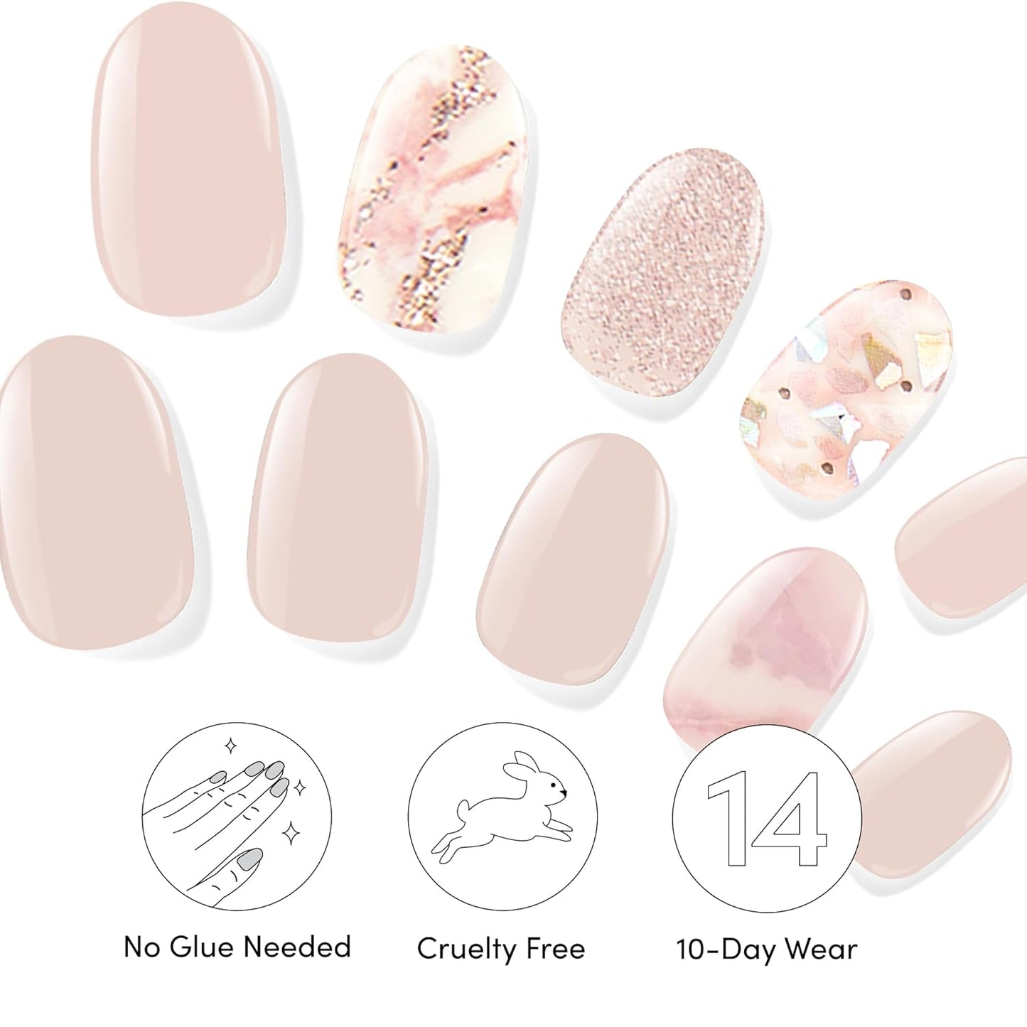 Dashing Diva Gloss Nail Strips Bundle - The Classic Marbles Collection - Crystal Clear & Maybe Marble - UV Free, Chip Resistant, Long Lasting Gel Stickers - Contains 2 Sets