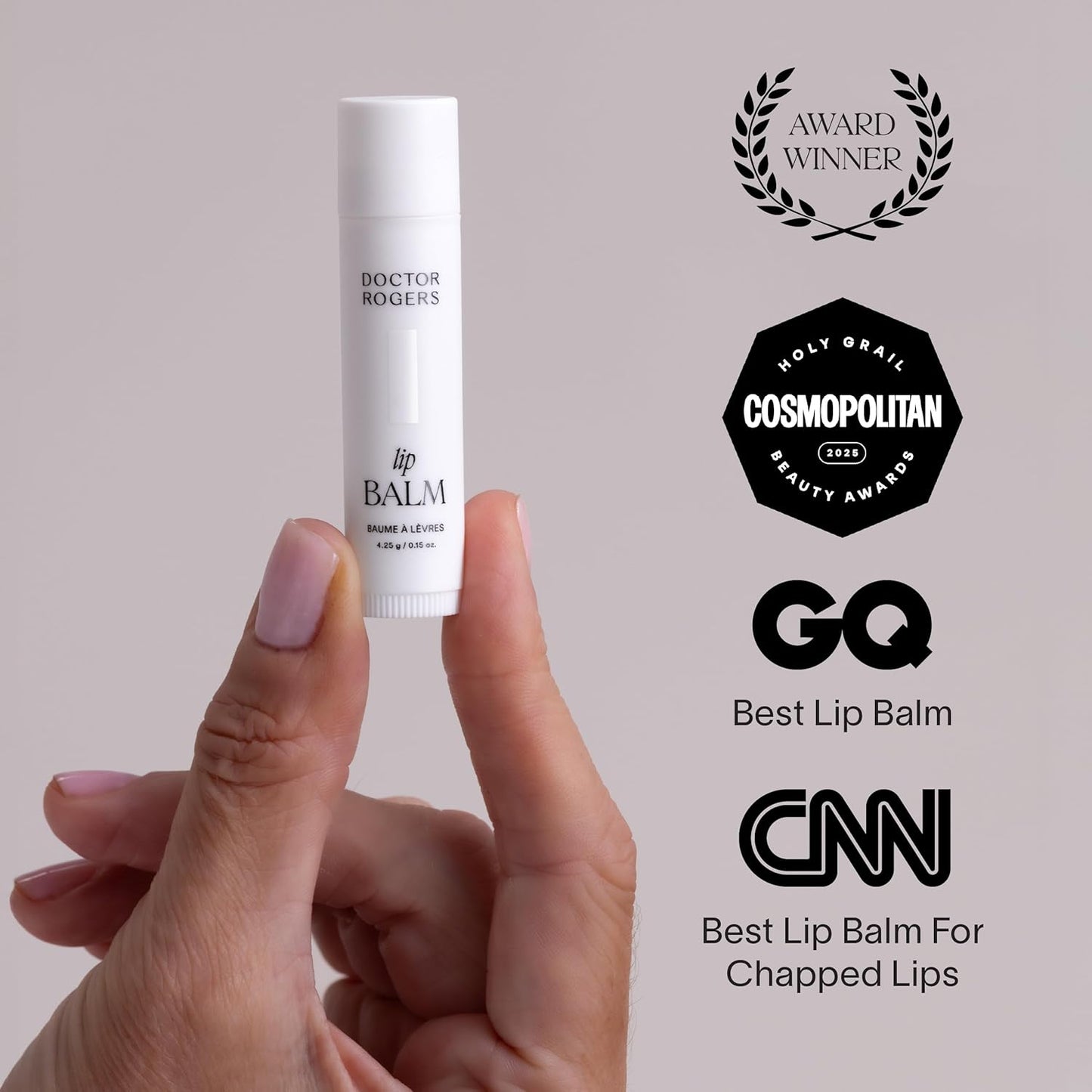 Doctor Rogers Lip Balm. Hydrating & Softening Lip Moisturizer for Very Dry Lips, Natural & Hypoallergenic, 0.15 Ounce (4.25 g), Pack of 3 tubes