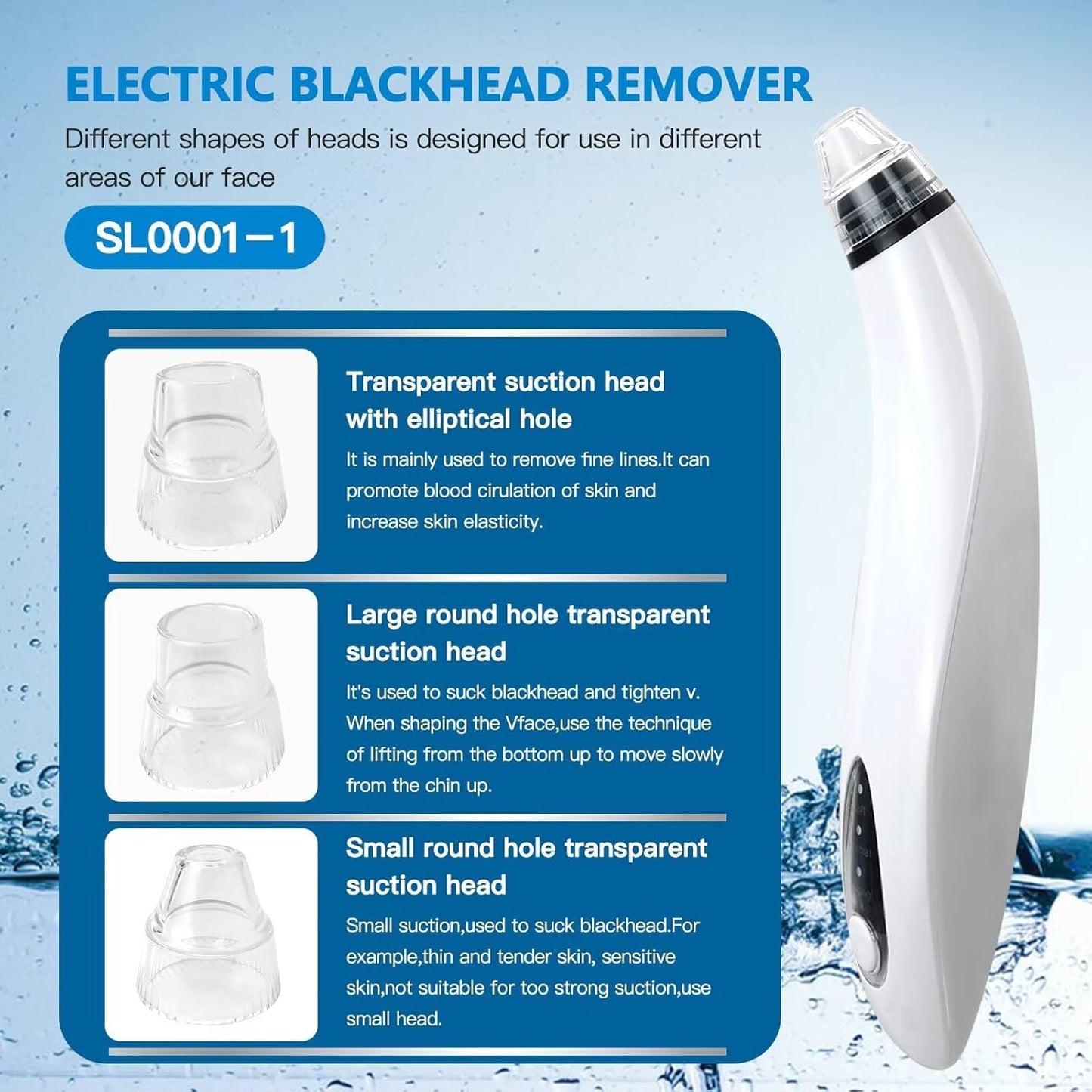 2025 New ABS Electric Blackhead Remover Cleaner Face Diamond Pore Vacuum Suction White Heads