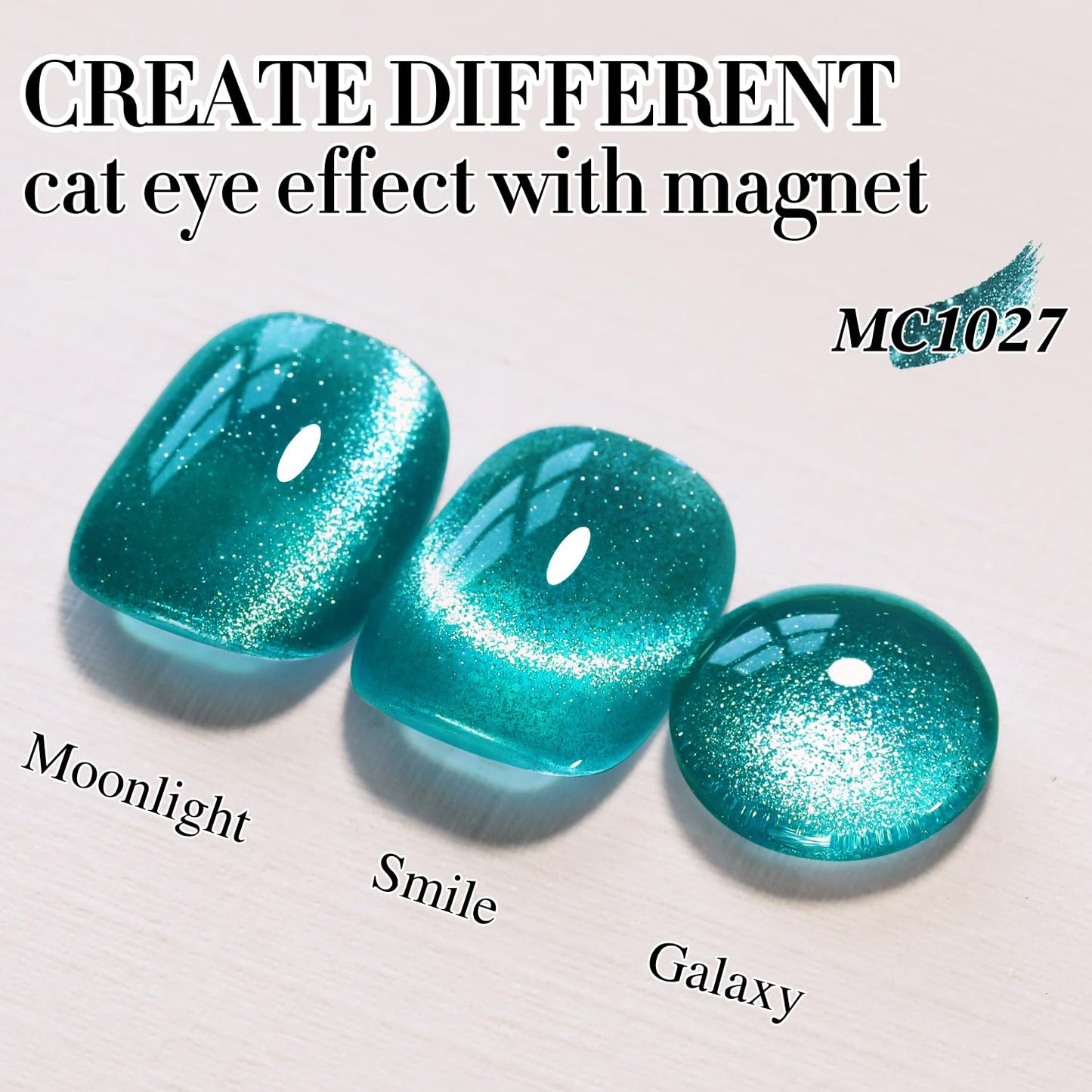 Double Rhythm 0.5 OZ Cat Eye Gel Polish with Magnet 15ML Holographic Glitter Shimmer Translucent Jelly Color Magnetic Gel Polish Salon DIY at Home (Teal-MC1027)