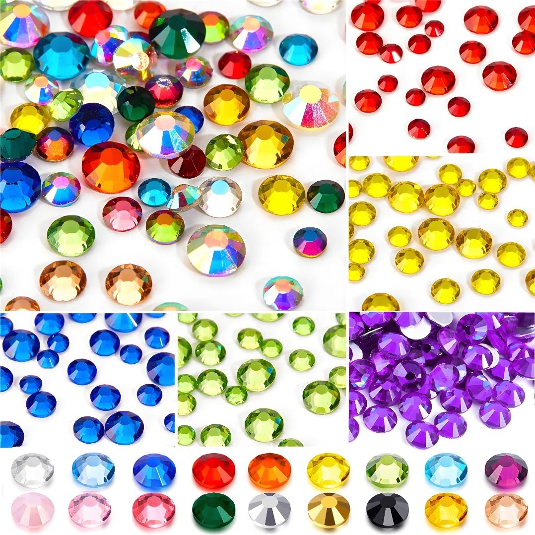Flatback Rhinestones Round Gems for Nails Art and Crafts 4000Pcs SS12 3mm Glitter Crystals Stone DIY Bags Clothes Shoes (Light Rose Red)