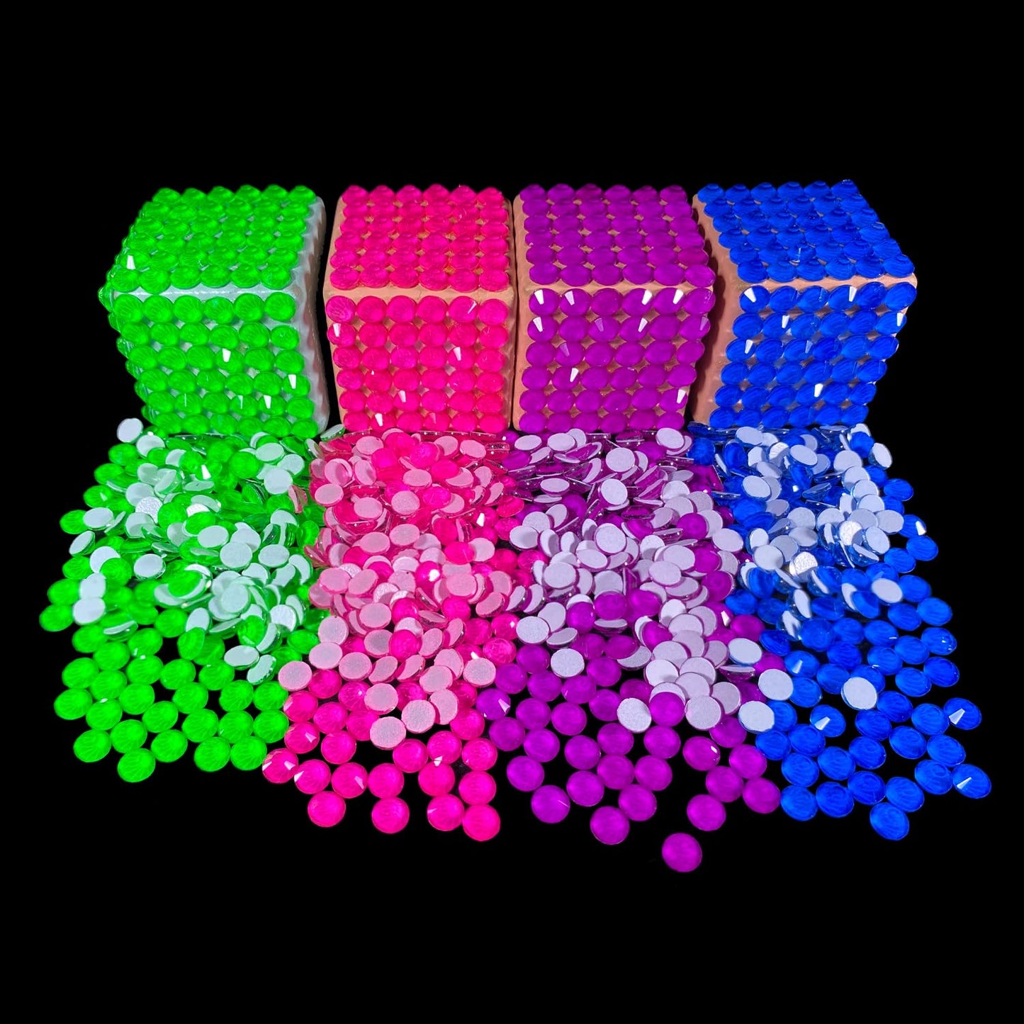 Flatback Glass Rhinestones,Bedazzler Gems 1440pcs Non Hotfix Crystal Rhinestones for Nail Charms Crafts Clothes Tumblers,Green Neon,SS10