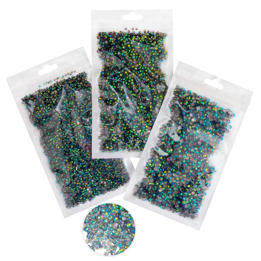 16000PCS Gray Green AB Resin Rhinestones for Crafting 3mm 4mm 5mm Grey Flatback Jelly Stones SS10 SS16 SS20 Diamonds Crystals Gems Charms for Nails Face Eyes Makeup Tumblers Bottles DIY Crafts