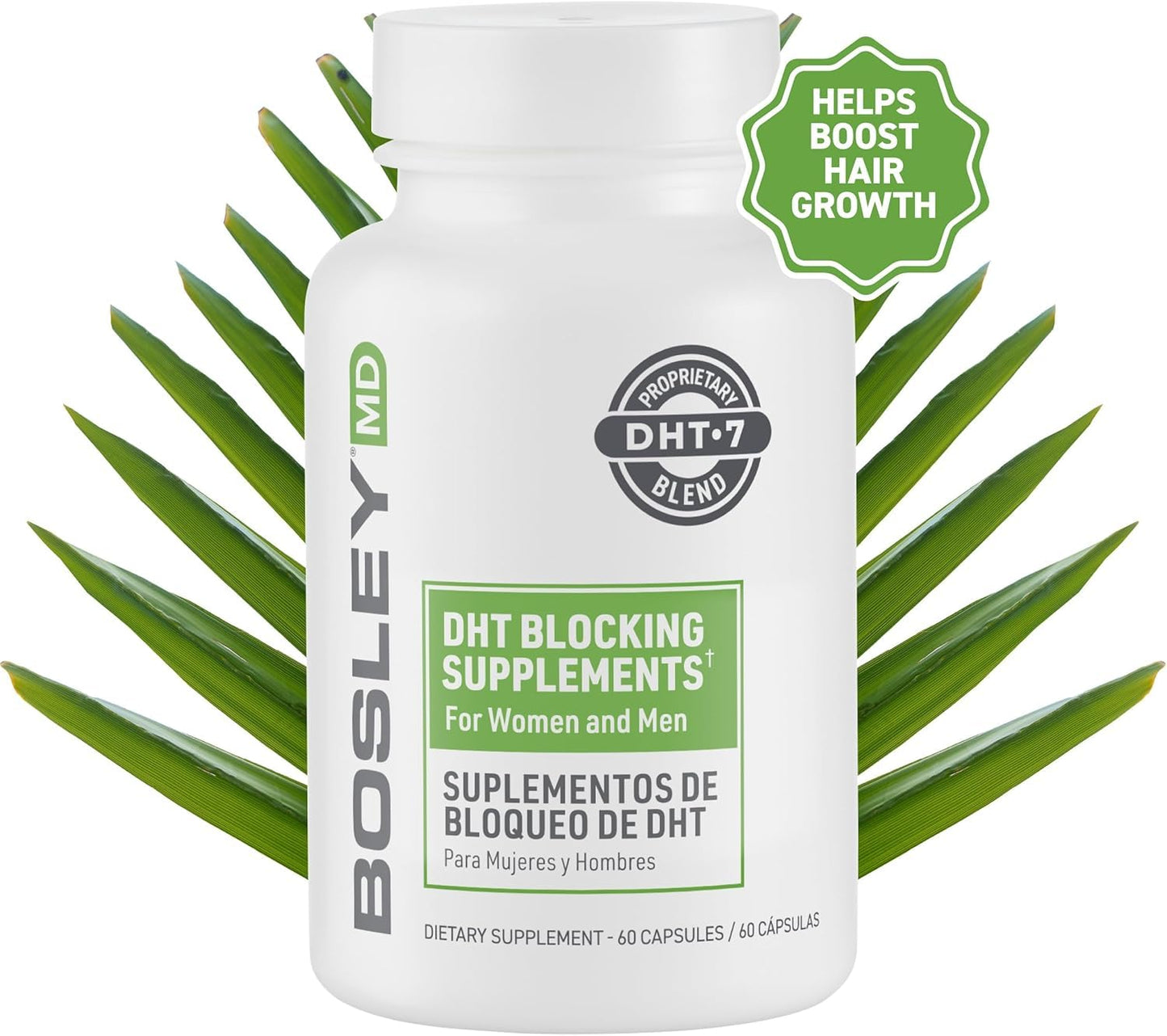 DHT Blocking Supplements – DHT·7 Blend with Saw Palmetto, Kelp, Reishi Mushroom, Green Tea, Nettle Leaf, Dandelion Root & Pygeum Bark – Promotes Thicker, Fuller Hair for Men & Women – 60 Capsules