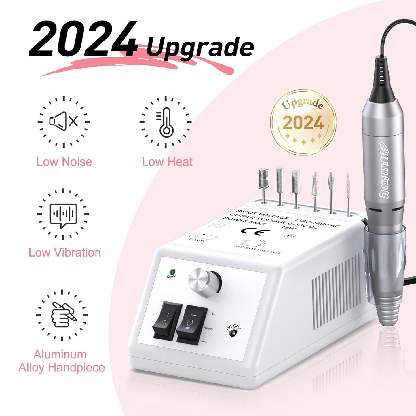 Jiasheng Professional Nail Drill, 20000rpm Electric Nail Drill Machine, Electronic Nail File Drills for Acrylic Nails Gel Nails Manicure Pedicure Tools for Salon Use, White