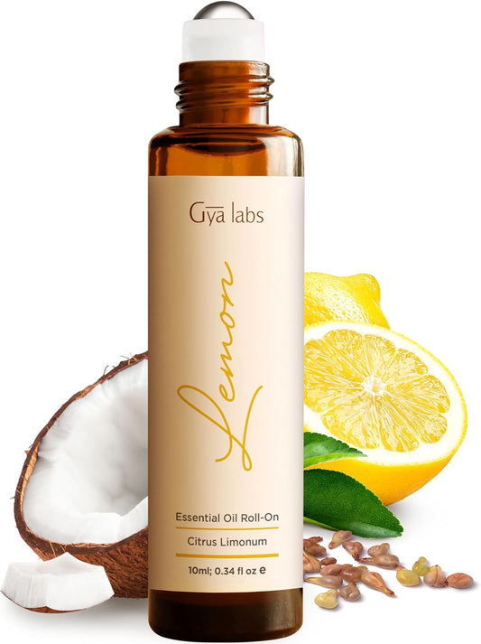 Gya Labs Lemon Essential Oil Roll on for Skin - Refreshing Lemon Perfume Oil for Women & Men, 100% Pure Natural, Aromatherapy, Travel Size (0.34 Fl Oz)