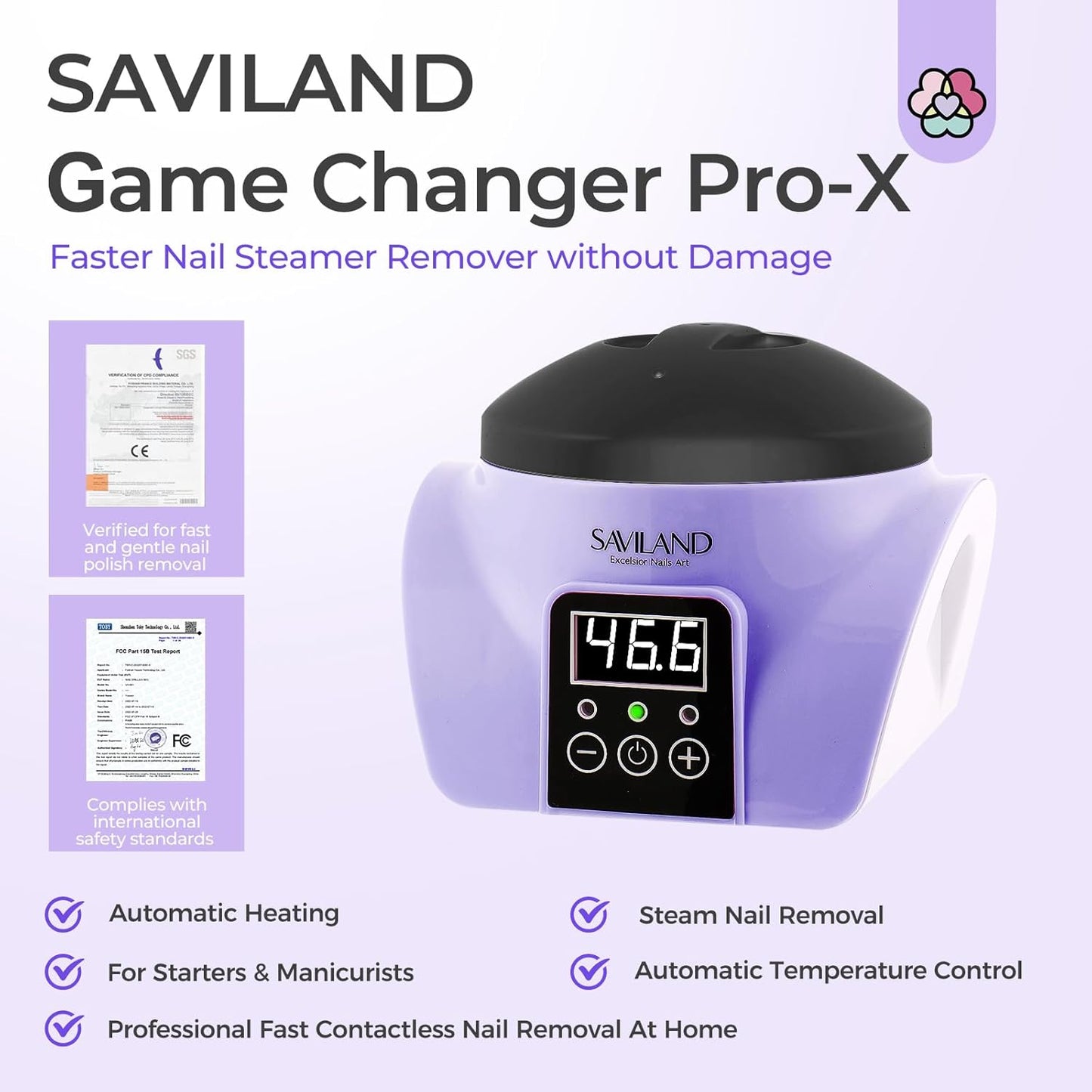SAVILAND Nail Polish Remover Machine: Electric Nail Soaking Bowl Portable Automatic Steam Gently Nail Remover Steam Gel Nail Polish Remover Machine Nail Art Acrylic Nail Tools Salon DIY Home
