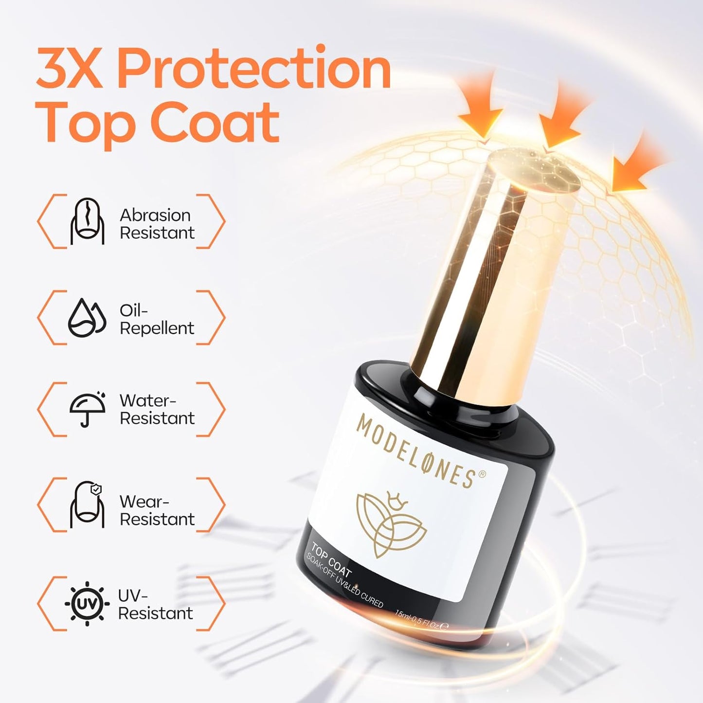 Modelones Gel Top Coat and Upgrade Silky Base, 2 Pcs 15ml Base and Top Coat Set Clear No Wipe Diamond Shine Easy Apply Gel Polish Soak Off U V LED Nail Art Home DIY Manicure Gift for Women Beginners