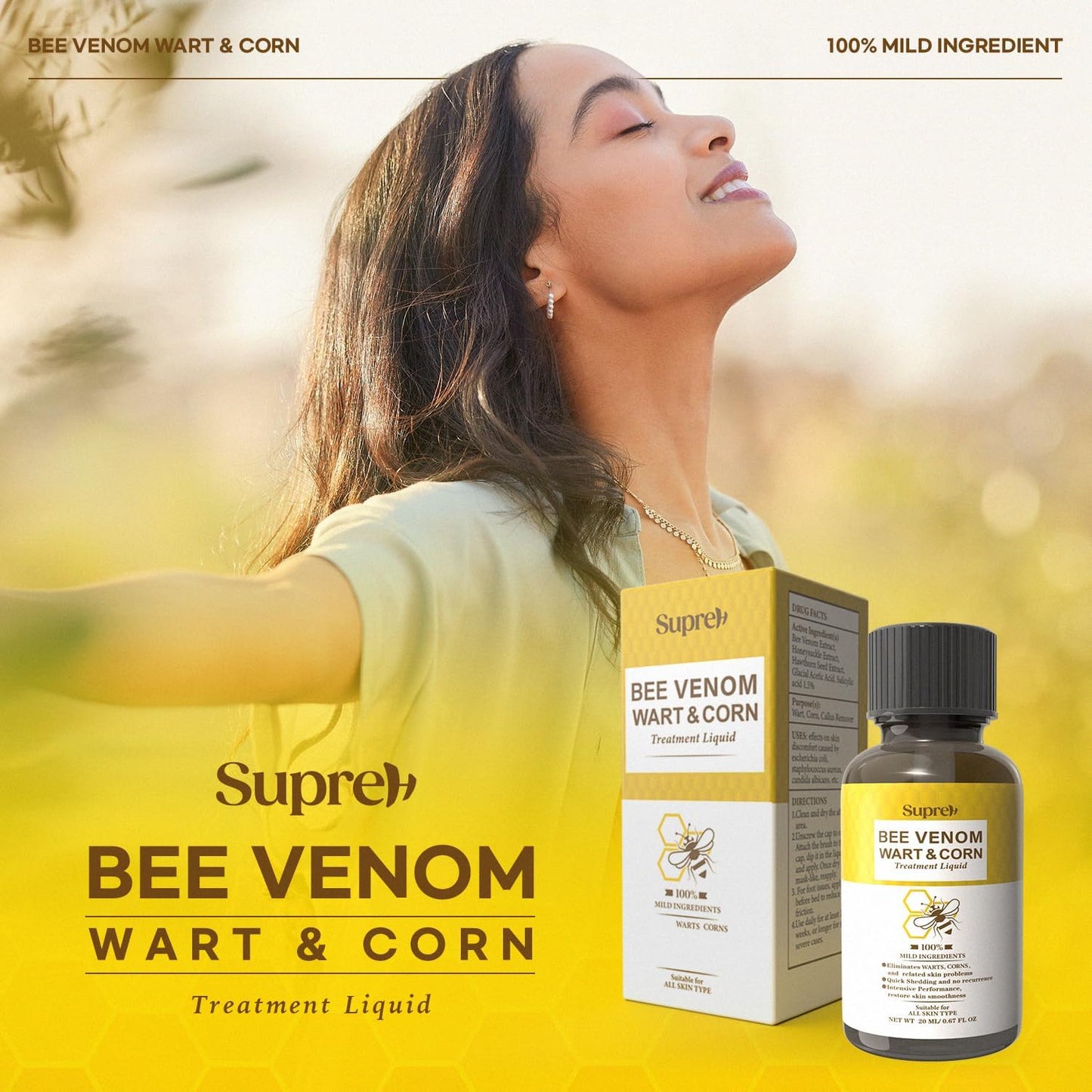 Fast-Acting bee Venom wart Remover: wart Freeze Off with salicylic Acid & bee Venom Cream - Wart Removal for Plantar Wart Genital Wart 18 ML