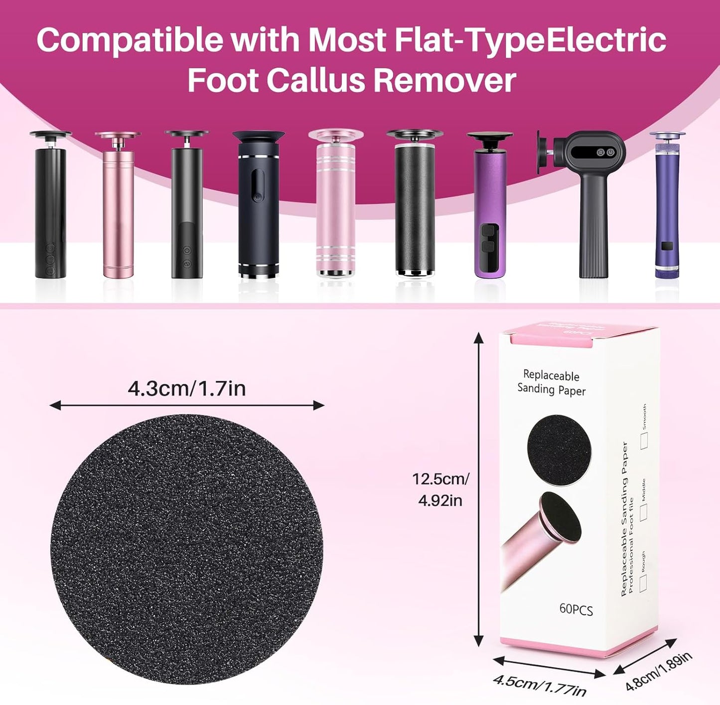 Replaceable Sandpaper for Electric Foot File: 120 Pcs/2 Box Feet Grinder for Skin and Callus Remover - 80/180 Grit Fine Sandpaper Refill Discs for Spa Home Salon