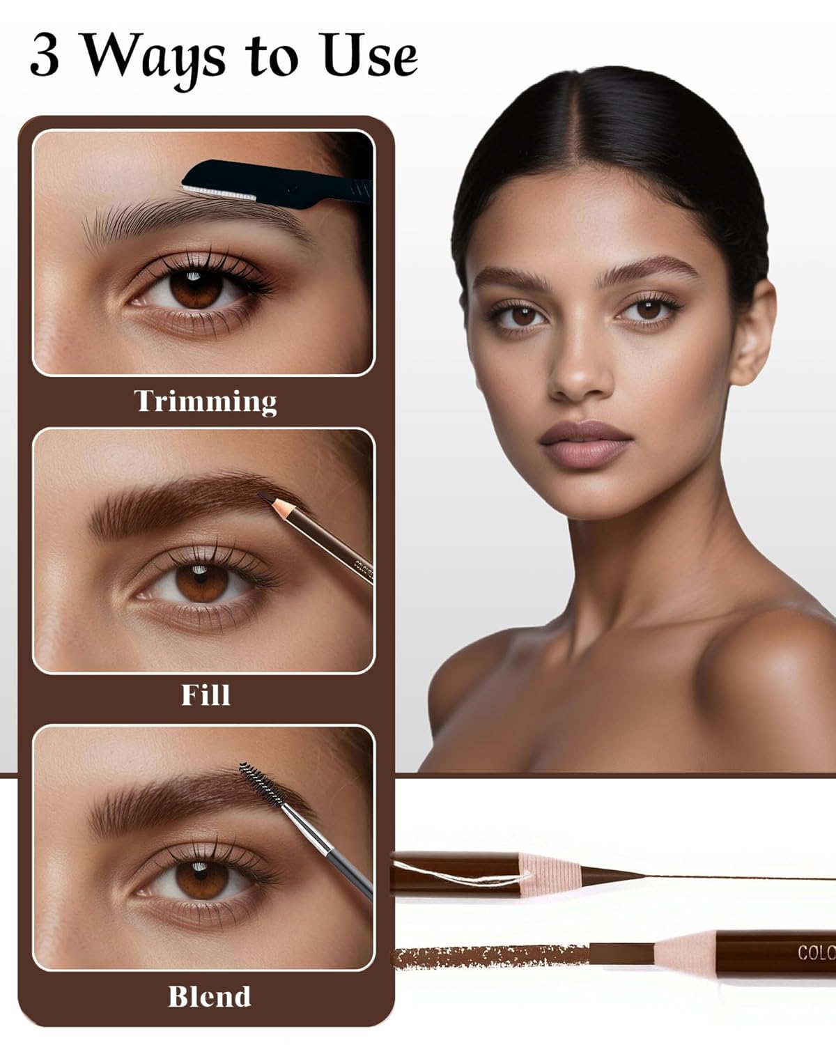 12 Piece Waterproof Eyebrow Pencils for Women Brown w/Microblading Eyebrow Pencil & Brow Trimming Supplies Kit Permanent Eye Brow Liners Set For Salon-Quality Shaping & Filling Of Marks