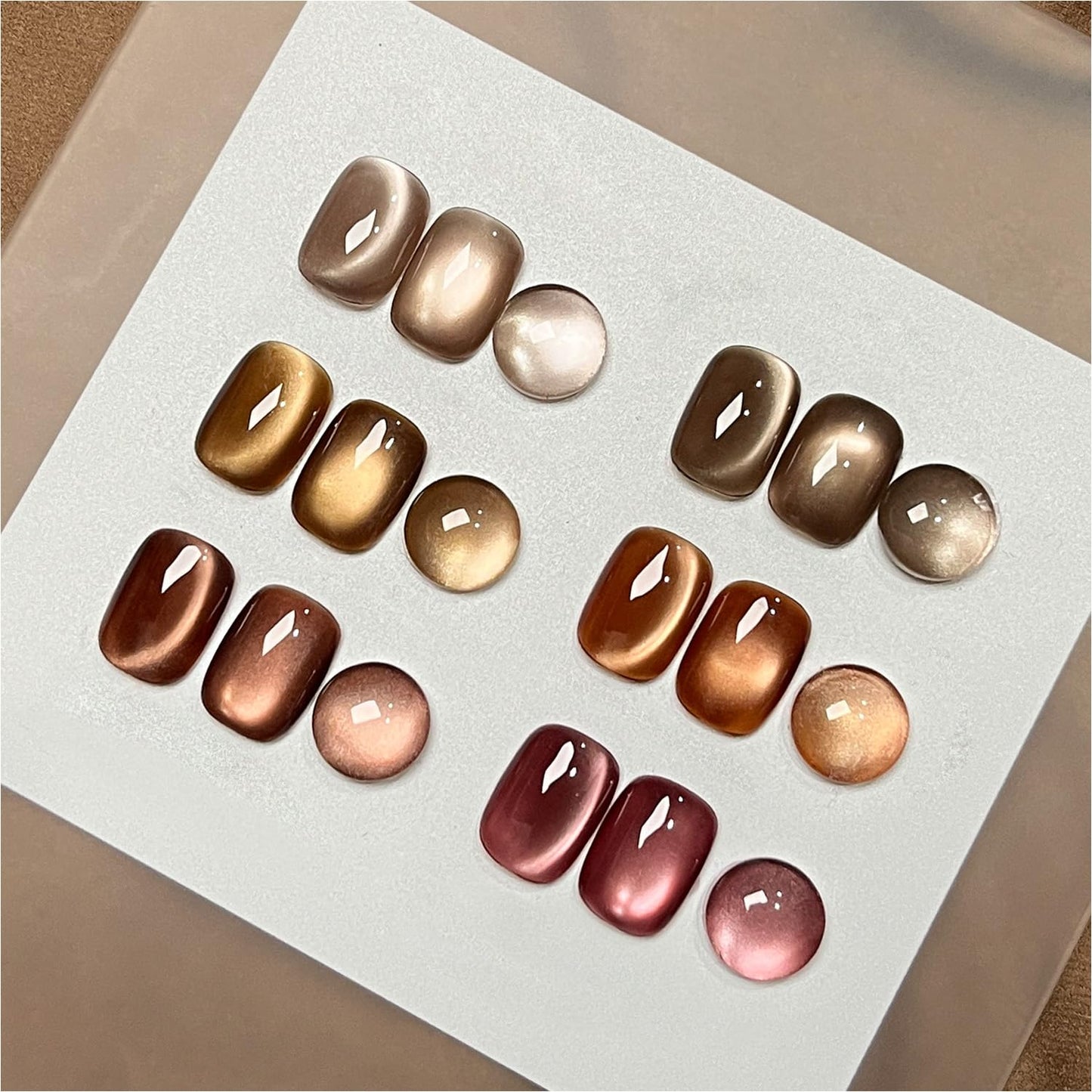 GAOY Jelly Brown Cat Eye Gel Nail Polish Set with Magnet for Glitter Holographic Cat Eye, Salon UV Gel Manicure and Nail Art DIY at Home, Sparkling Amber